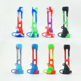 Fumo in silicone colorato Proteggi la pelle Vetro spesso Secco Herb Tabacco olio Rigs Tubo filtro Supporto per copertura portatile Tubi Punta Tubi di paglia Presa di fabbrica di sigarette