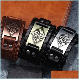 Armreif Armreif Drache Flugsaurier Dreieck Odin Rune Armband Herren Accessoires Mode Metall Leder Religiös Amet Drop Lieferung 2021 Dhve6