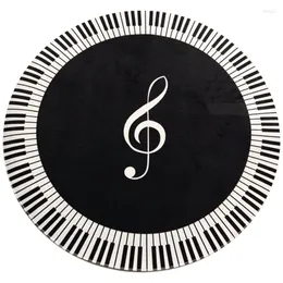 Mattor cnim polyester mattan musik symbol piano nyckel svart vit rund non-halp hem sovrum matt golvdekoration