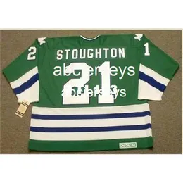 #21 BLAINE STOUGHTON Hartford Whalers 1979 CCM Vintage Hockey Jersey Costure qualquer número de nome