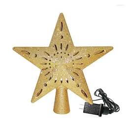 Night Lights Star Xmas Tree Topper upplyst med roterande snöflinga LED -projektor juldekorationer för EU -plugg