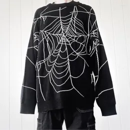 メンズセーターパンクゴスヒップホップウェブプリントニット特大のメンズプルオーバー秋冬ダークフェアリーグランジY2Kルーズ女性セーター