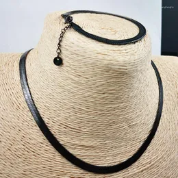 Brincos de colar Conjunto S. Pulveração de cobra de cobrança de correntes Jóias de joias preto de 5 mm de aranhão plano Medallion Medallion Link Camada