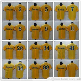2021 Baseball costurado amarelo 34 David Ortiz Jerseys 99 Alex Verdugo 2 Xander Bogaerts 5 Enrique Hernandez 11 Rafael Devers 28 J.D. Martinez