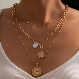 Chains European American Cross Border Jewelry Simple Baroque Figure Relief Necklace Women's Shaped Imitated Pearl Round Bead Chain