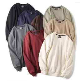 Men's Hoodies Heavy Winter Sanding Cotton Plus Velvet Round Neck Sweater Men's Simple Casual Padded Pullover Jacket