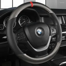 Steering Wheel Covers Car Cover Carbon Fiber Breathable Perforated Leather For All Seasons D Type/Round