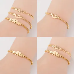 Bracelets de charme de aço inoxidável Bohemia para mulheres fofas da lua estrela Butterfly Elephant Bracelets Bangles Bangles Gold Color Jewelrys