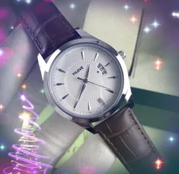 Lüks tasarımcı klasik moda erkekler kuvars saat 41mm üç stiches büyük takvim kadranı safir cam saat deri kemer kol saati montre de lüks