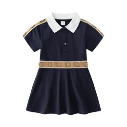 Девушки платье с коротким рукавом летнее модная хлопковое сплошное платье для девочек-малыша детская одежда 1-6 лет
