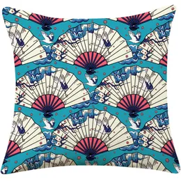 Travesseiro japonês de padrão tecido retro algodão e sofá de linho Decorativo 45x45 fundos cojin 50x50