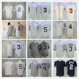 Vintage Mitchell und Ness Baseball Trikot 3 Babe Ruth 2 Derek Jeter 4 Lou Gehrig 5 Joe DiMaggio 1939 Jerseys M￤nner Frauen Jugend