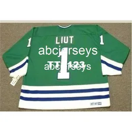 #1 Mike Liut Hartford Whalers 1988 CCM TCK Away Hockey Jersey Stitch أي رقم اسم