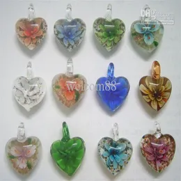 10pcs lote multicolor Heart Murano Lampwork Pingententes de vidro para joias de moda artesanal DIY PG01259U