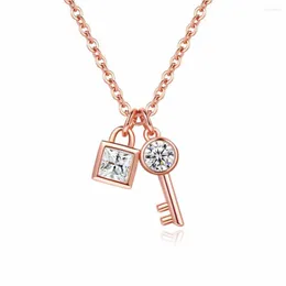 Chains Charm Hanger Ketting Voor Vrouwen Rose Gold Crystal Key Sieraden Meisje Verstelbare Zirkoon Kettingen Fasion Gift