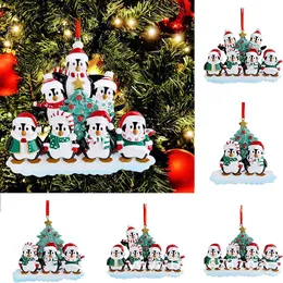 Ornamento de pingüino para decoración de árboles de Navidad aleación de la familia personalizada resina divertida pingüina adorno décimo de la pared de la pared colgante