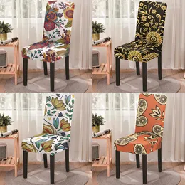 Chair Covers Flower Print Dining Cover Spandex Anti-dirt Slipover Stretch Home Party El Banquet Decor Fundas Para Sillas