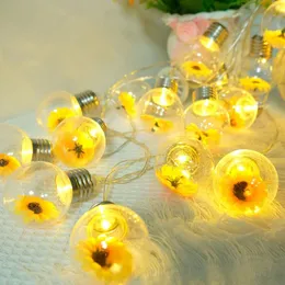 Strings Light Post Bulbs Sunflower Water Proof Battery Powered Plastic Cloth Mini Fairy Lamp Home Decoration Led String Lights