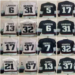 Uomini Hockey 6 Adam Larsson Jersey 7 Eberle 21 32 13 Brandon Tanev 17 Jaden Schwartz 31 Philipp Grubauer 37 Yanni Gourde 67 Morgan Geekie