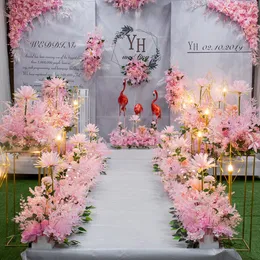 Fleurs décoratives 2 pcs/lot têtes de fleurs artificielles décoration de mariage toile de fond en soie Champagne Rose faux hortensia mur fond
