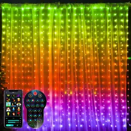 문자열 RGB 스마트 커튼 조명 DIY LED 스트링 페어리 화환 램프 침실 나비다드 크리스마스 장식 정원 파티 야외