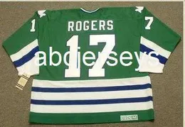 Herren Vintage #17 MIKE ROGERS Hartford Whalers 1979 CCM Hockey Jersey individuell mit beliebiger Namensnummer