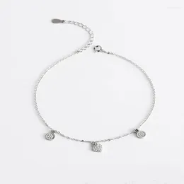 anklets ypay 925スターリングシルバースモールハートチャーム女性用S925足首ブレスレット調整可能な細かいジュエリードロップYMA025