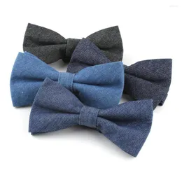 Bow Ties 2022 Men's Blue Cotton Tie Denim Bowtie for Women قميص ملحقات الزفاف فستان Gravata Borboleta الشعار المخصص