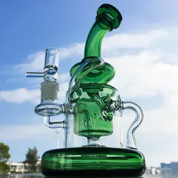 9 -calowe małe bong tornado Recycler Glass Bongs Klein Perc Hookahs Kolorowe rurki wodne o grubości 4 mm grube platformy Dab mocne rurki z 14 mm miską stawową