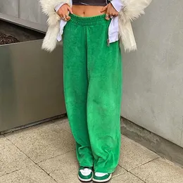 سروال نسائي Capris Yiyimiyu Green Loose Wide Leg Pants Y2K Women Casual Autumn Sport Eversial Highly Weist 2021 Vintage Fashion Prouters T221024