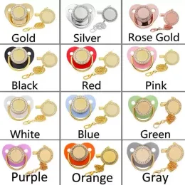 Party Favor Luxury Baby Pacifier Sublimation Silicone Pacifiers Kid Clip Holder Chain Feeder with Broken Diamond Gifts