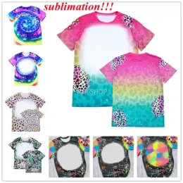 Party Supplies Sublimation Bleached Polyester Shirt Leopard Print Vintage Graphic T-Shirt Heat Transfer Blank Corth Sleeve