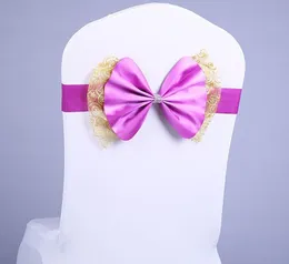 Bowknot Wedding Chair Cover Sashes Elastic Spandex Bow Chair Band med Buckle For Weddings Banquet Party Decoration Accessories RRE15379