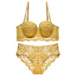 Set di reggiseni Set di biancheria intima da donna Reggiseno a balconcino Push Up Coppa imbottita Con ferretto In pizzo Set di linee sexy Dotey Popsy T220907