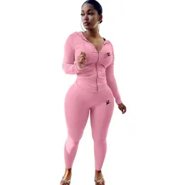 Kvinnor Tracksuits Fashion 2 Piece Suit Women Fitness Tracksuits Sweatsuit dragkedja Sweatshirt Jacket Jogger Pants Set