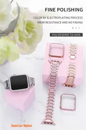 حالات سوار بلينغ بطرد المزيج متوافق مع Apple Watch Band 38mm 40mm 41mm 42mm 44mm 45mm النساء الأنيقة مع حالة Rhinestone for Iwatch SE Series 8 7 6 5 4 3 2 1