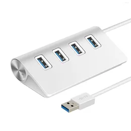 Aluminium USB 3.0 Hub 4 Port 5 Gbit/s Speed Extender Kompakter Multiport-Adapter für Laptop PC Flash Drive Maus Tastatur