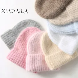 BeanieSkull Caps Selling Winter Hat Real Rabbit Fur Hats For Women Fashion Warm Beanie Angola Solid Adult Cover Head Cap 221024