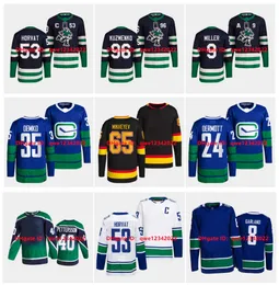 SJ 2022-23 리버스 레트로 보 호르 바트 하키 저지 Canucks Andrei Kuzmenko Vancouver Quinn Hughes JT Miller Conor Garland Travis Dermott Thatcher