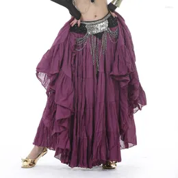 Scenkl￤der 12 f￤rger Gypsy Dance Performance Women Full Circle Linen kjol 90 cm Belly Tribal kjolar 360 grader