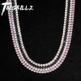 Strands Strings Topgrillz Klasik Mikro Tenis Kolye 2.5-5mm Buzlu Çıkış CZ Zinciri Parti Hediyesi için Hip Hop Takı 221024