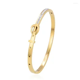 Bangle 2022 Design Belt-Shaped Stainless Steel Simple Elegant Fashion Accessories For Woman Bracelets Gift