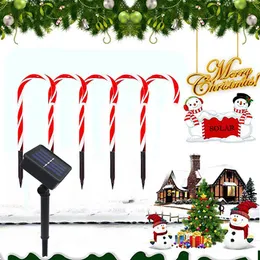 Party Supplies Christmas Candy Cane LED Waterproof Christmas Decorations Outdoor Xmas Stakes Light up Walkway Outside Garden Yard