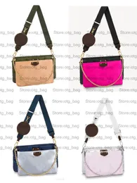 حقيبة ماكسي متعددة Pochette من 3 قطع مجموعة Econyl المعاد تدويرها من النايلون للنساء Luxurys Monograms وسادة كتف Crossbody Clutch Bags Round Coins Clutch Bags M58977 M58980