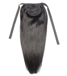 Brezilya Remy Saç Şerit Pony kuyruğu Klipsi% 100 İnsan Saç Uzantıları At Horsetail Stragiiht Pony Tail Saç parçası Kısa Kısa 100g 12inch Diva1