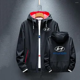 Moletons masculinos 2022 Hyundai Motor Jacket Splice Windbreaker à prova de chuva Casaco masculino Tops com capuz estilo universitário com zíper