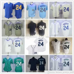 فيلم Mitchell and Ness Baseball Jersey Vintage 24 Ken Griffey Jersey Sitched Treasable Sport Sal