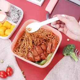 Akşam yemeği setleri çift katmanlı plastik öğle yemeği kutuları ev mutfak yemek odası için pratik yeniden kullanılabilir kutu