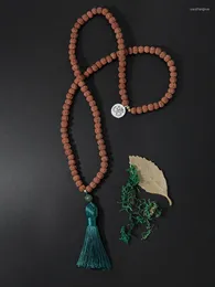 Colares pendentes Oaiite 108 Rudraksha Colar de contas sementes naturais Meditação de oração espiritual