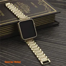 Bling Bands Cases Compatibel met Apple Watch Band 38mm 40mm 41mm 42mm 44mm 45mm Vrouwen Glitter Diamond Protector Cover Voor iWatch Series 8 7 6 5 4 3 2 1 SE horlogebanden